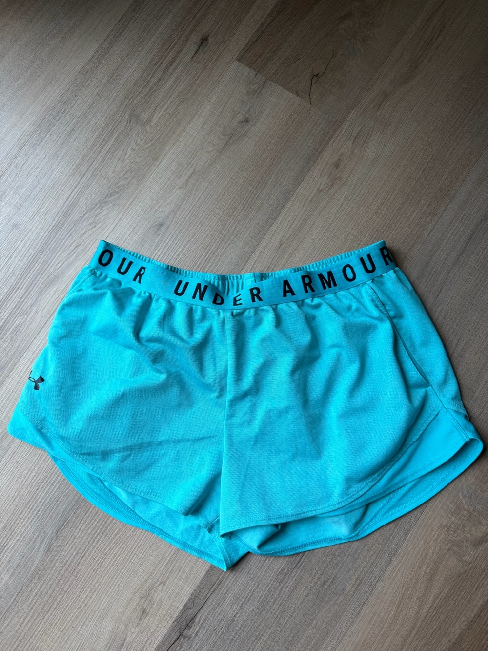 Under Armour Women's Aqua Athletic Shorts with Branded Waistband